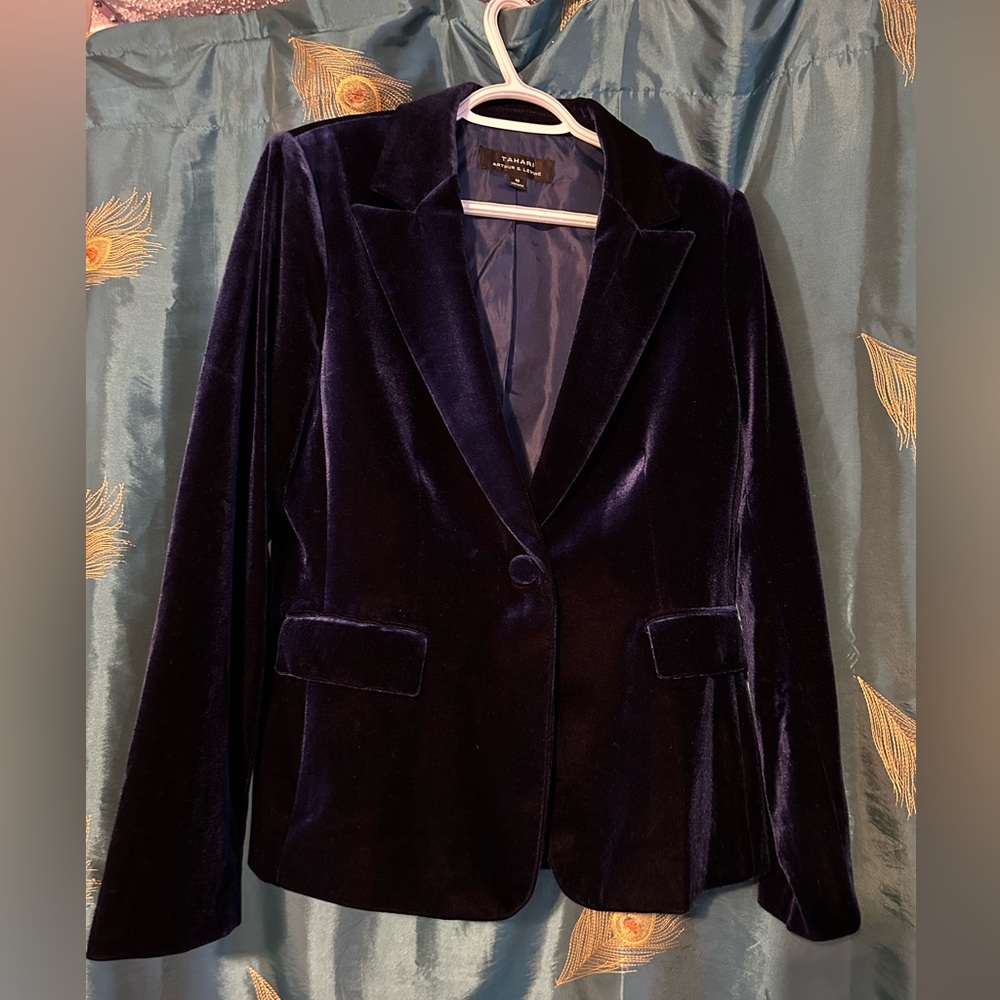 Dark blue velvet blazer